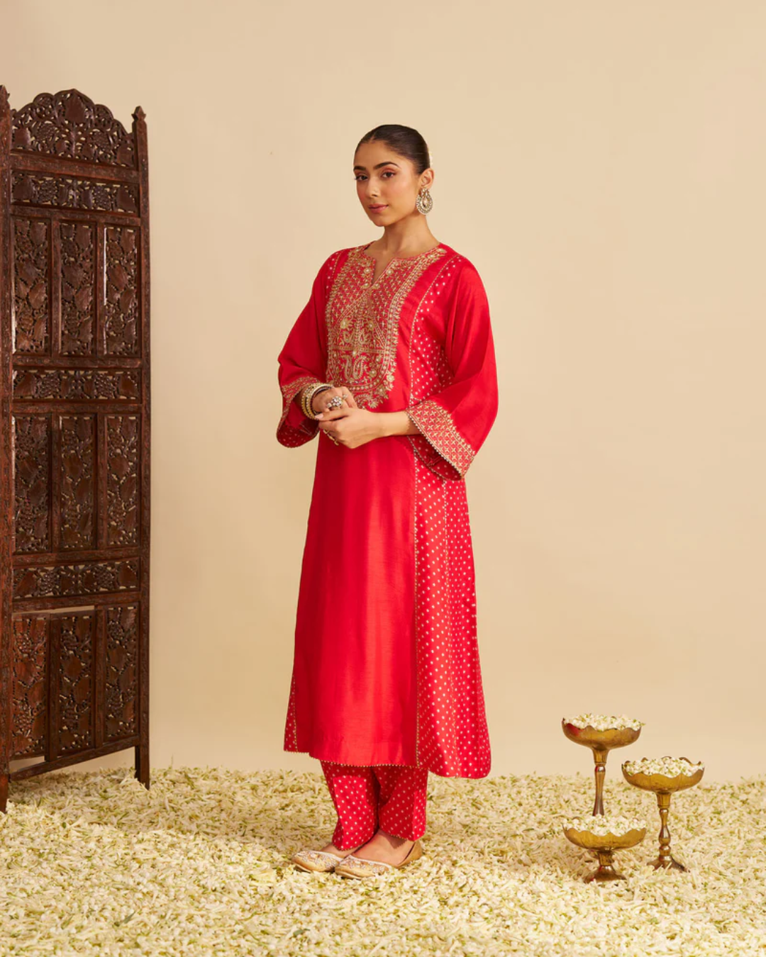 Sheetal Batra - Esra Red Long Chauga With Salwar from Gulbandh