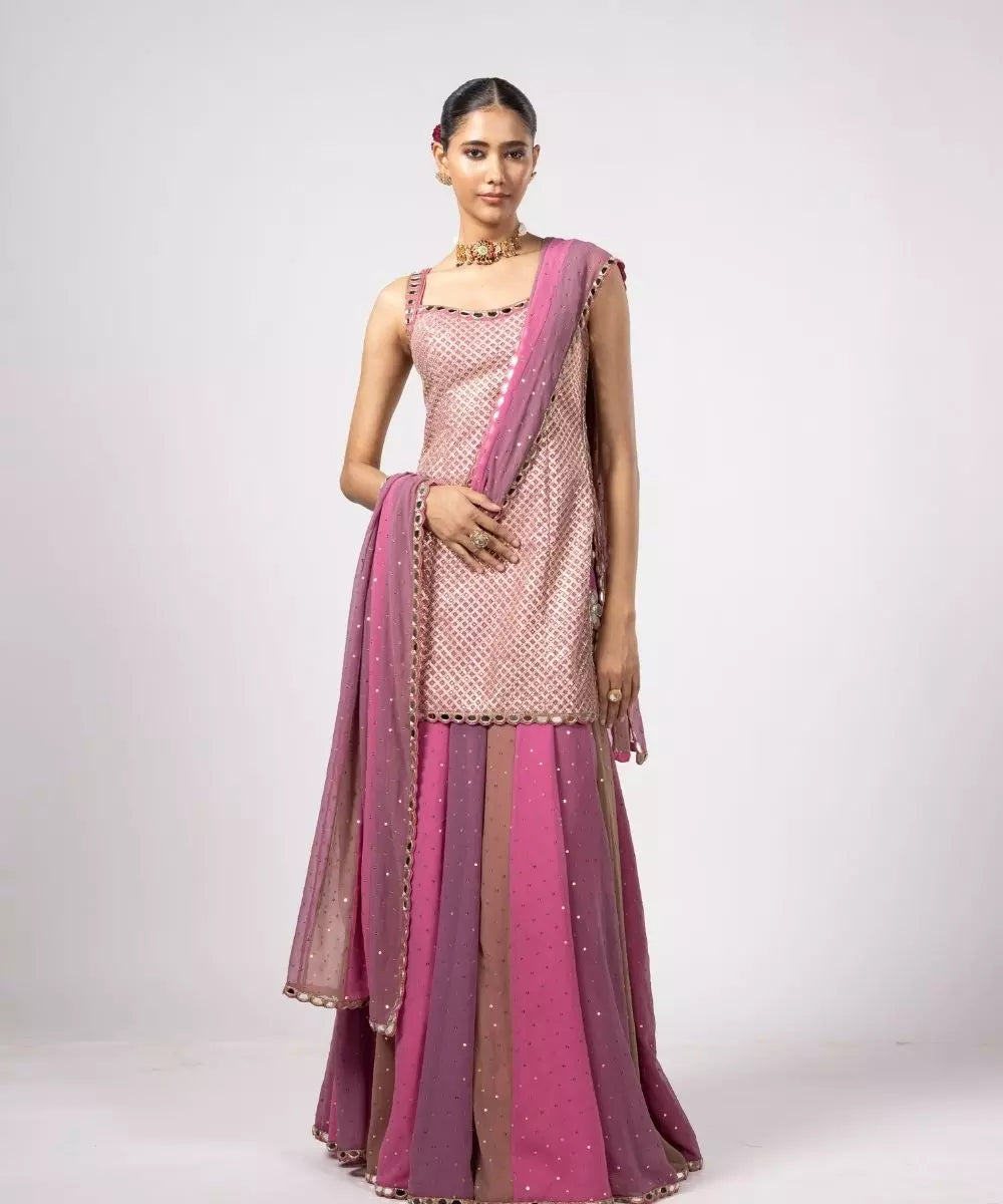 VVANI VATS -  Dark blush Kurta Lehenga Pants set