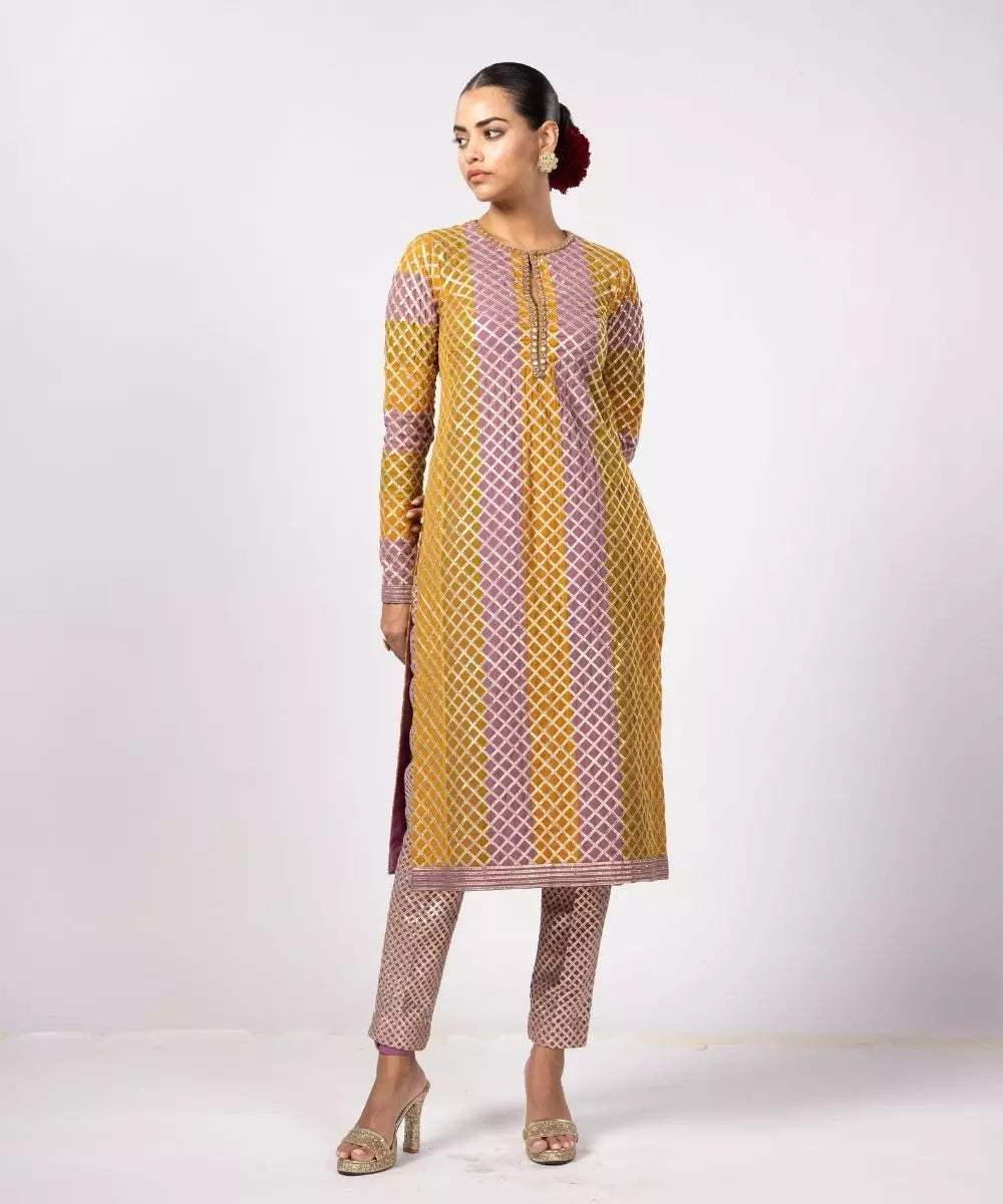 VVANI VATS - Mustard multicolor Pant Kurta  Set