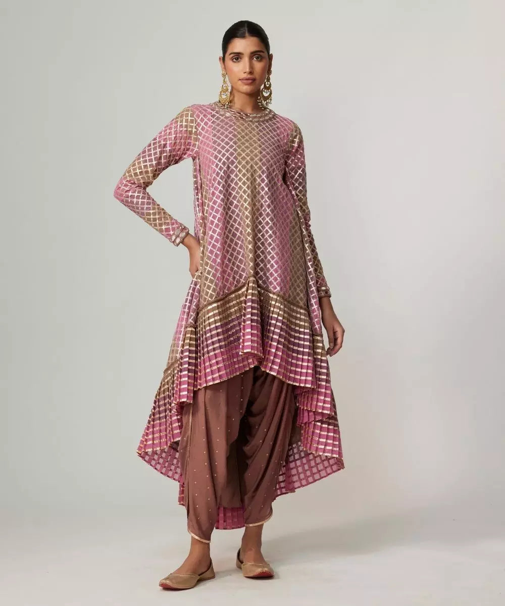 VVANI VATS - Mud mauve multicolor Dhoti Kurta Set