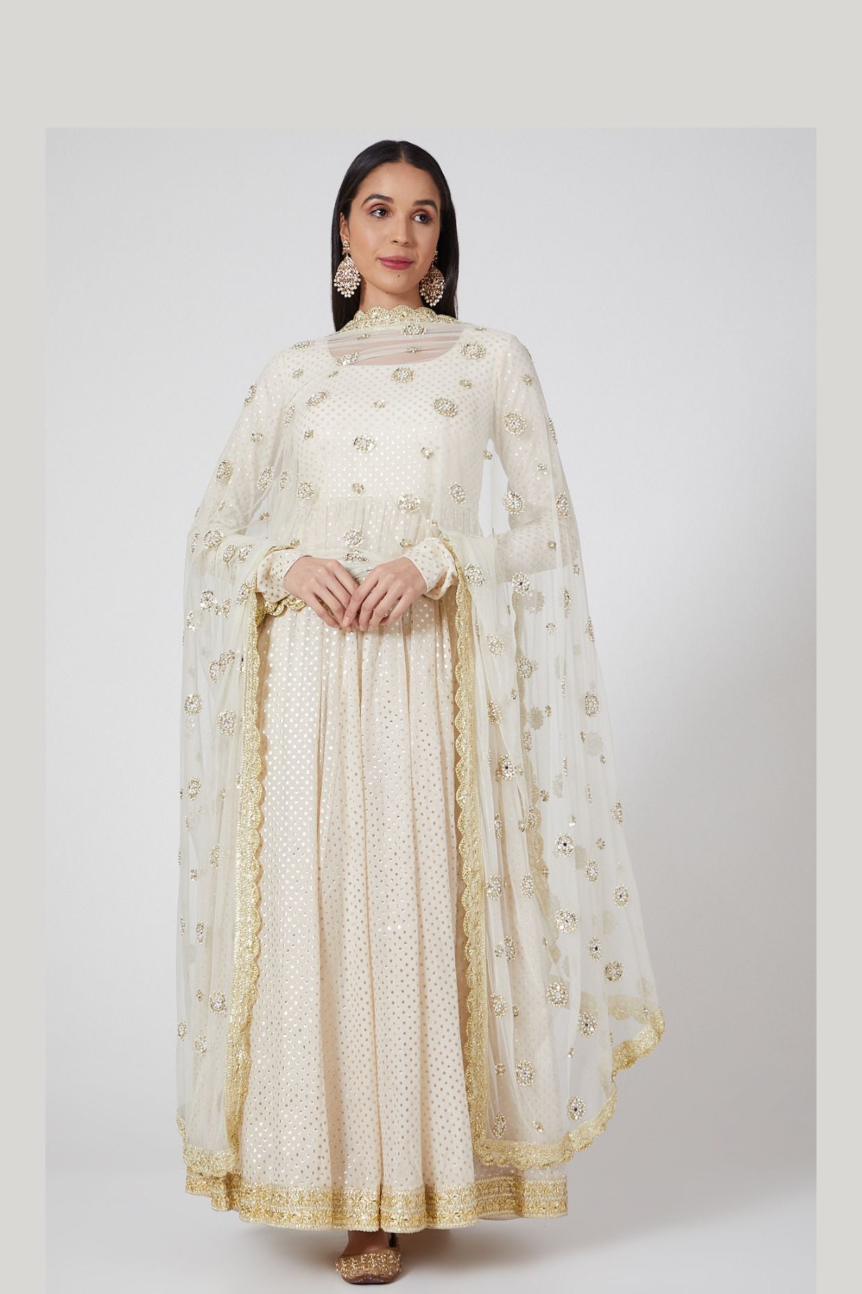 OFF WHITE ANARKALI - Tranquile collection by Priyanka Jain