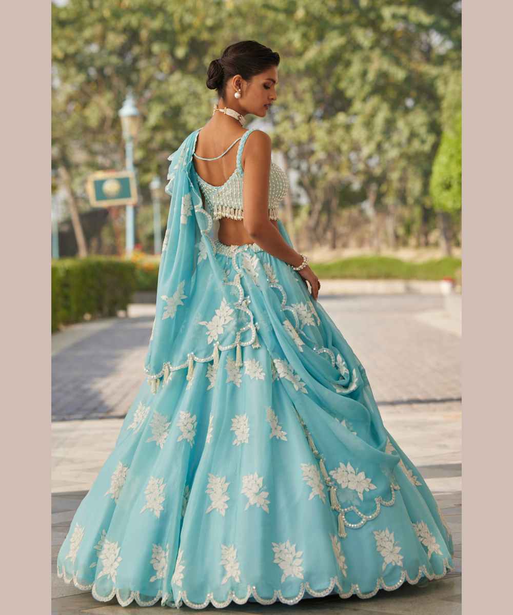 BLUE FLOWER LEHENGA SET