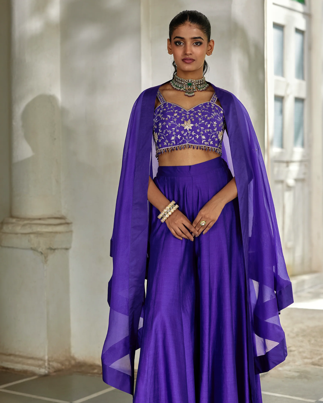 Paulmi and Harsh - Zilu Cape Palazzo Set from Tara