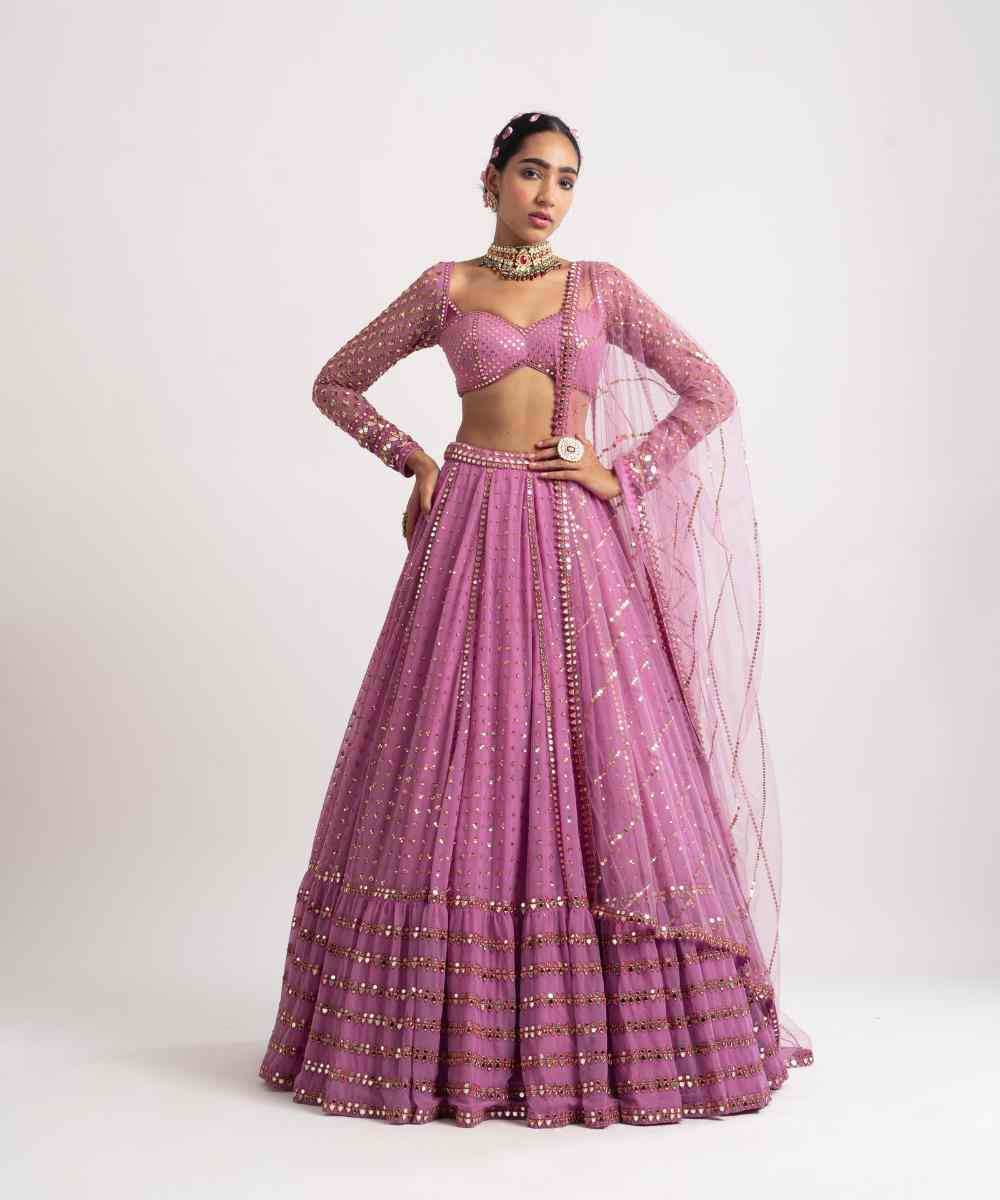 Dark Blush Single Tier Lehenga Set - Collection name Rang by Vvani vats