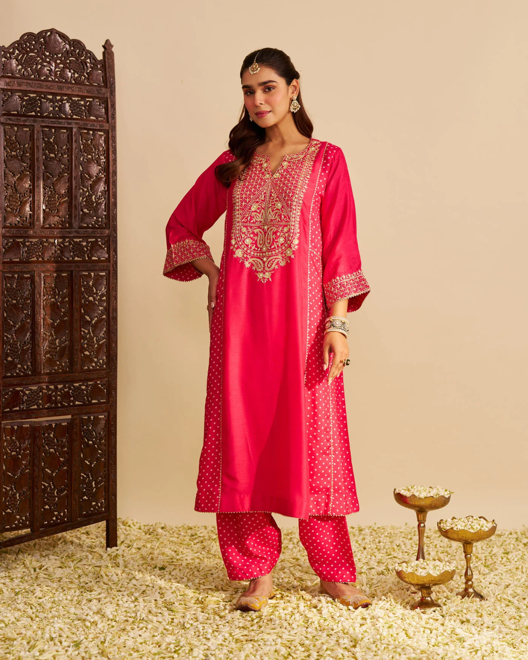 Sheetal Batra - Esra Rani Hotpink Long Chauga With Salwar from Gulbandh