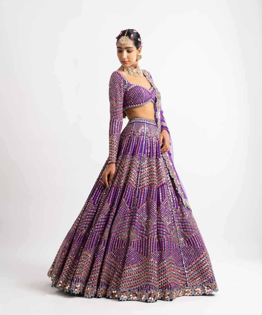 Purple Heavy Multi Color Lehenga Set