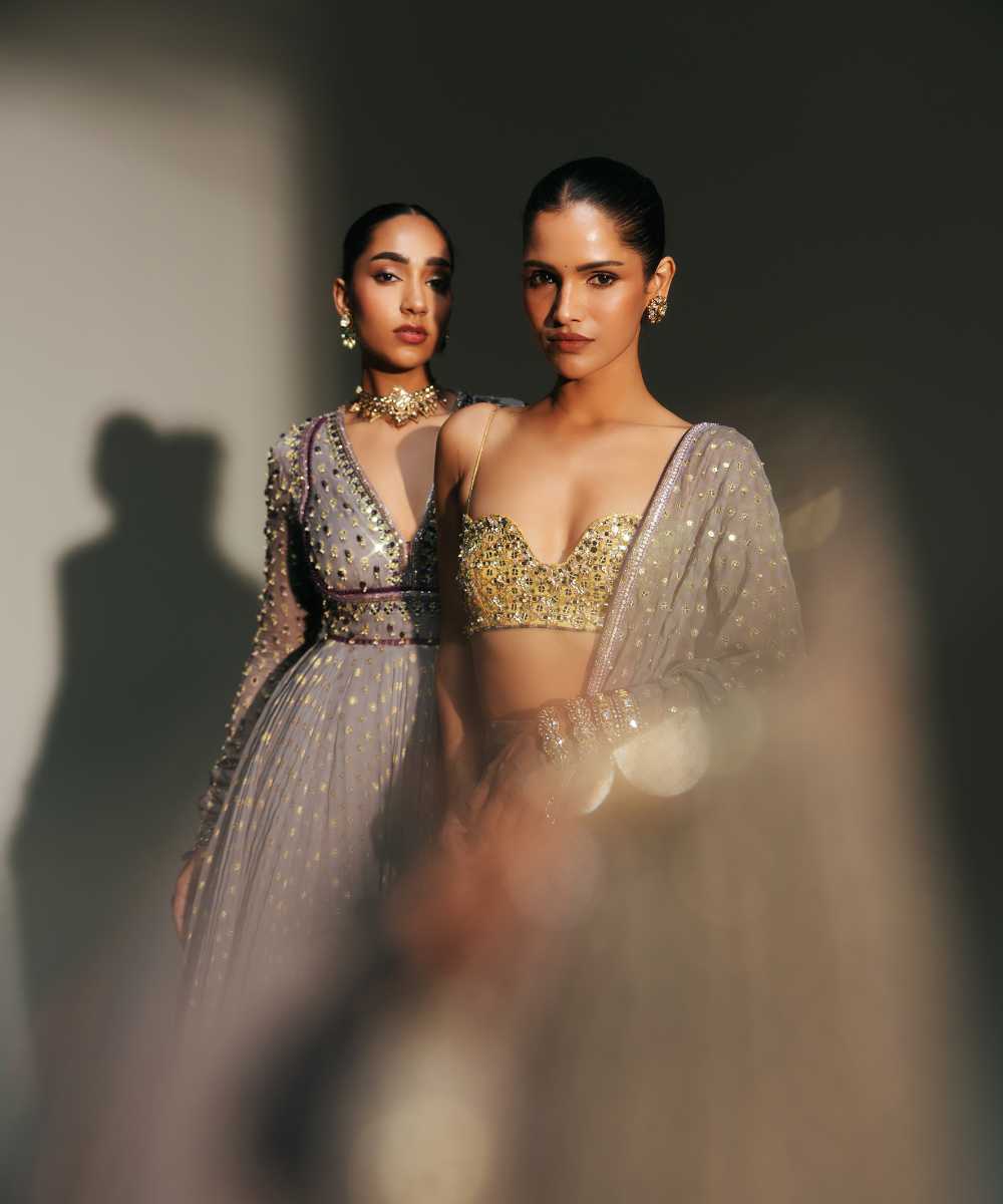 TIA - SAREE SET - PLAITINUM BLOUSE - Mehfil by Mahima Mahajan