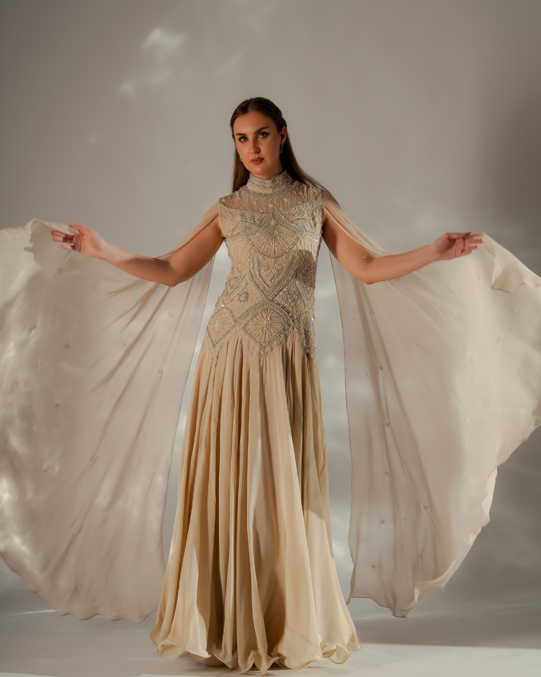 Jade by Ashima - Celeste cape gown