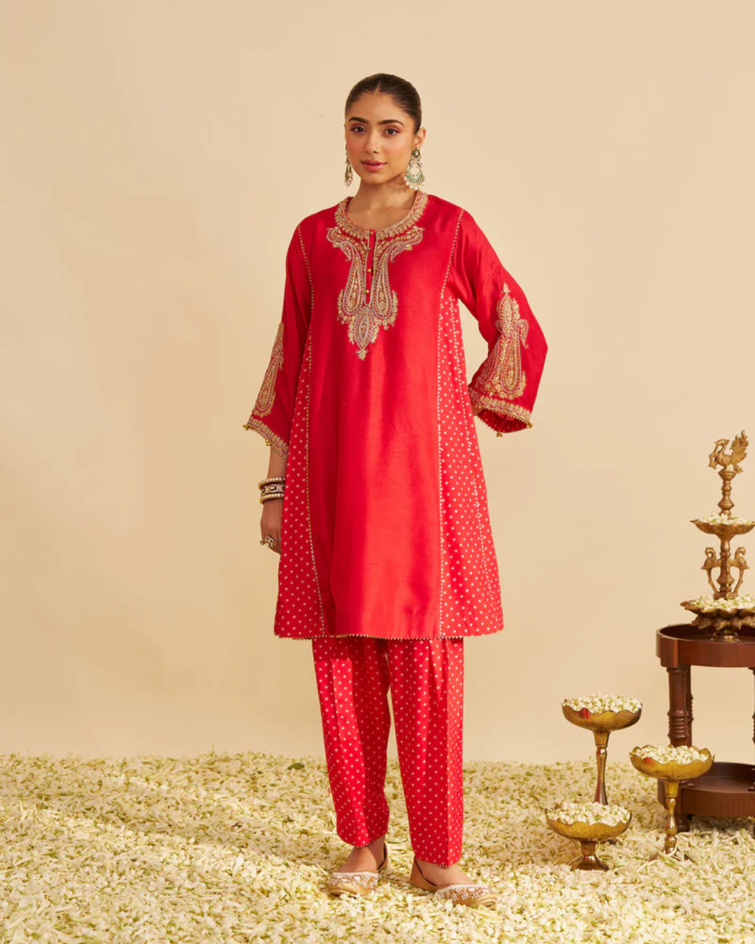 Sheetal Batra - Jeriah Red Short Chauga With Salwar from Gulbandh