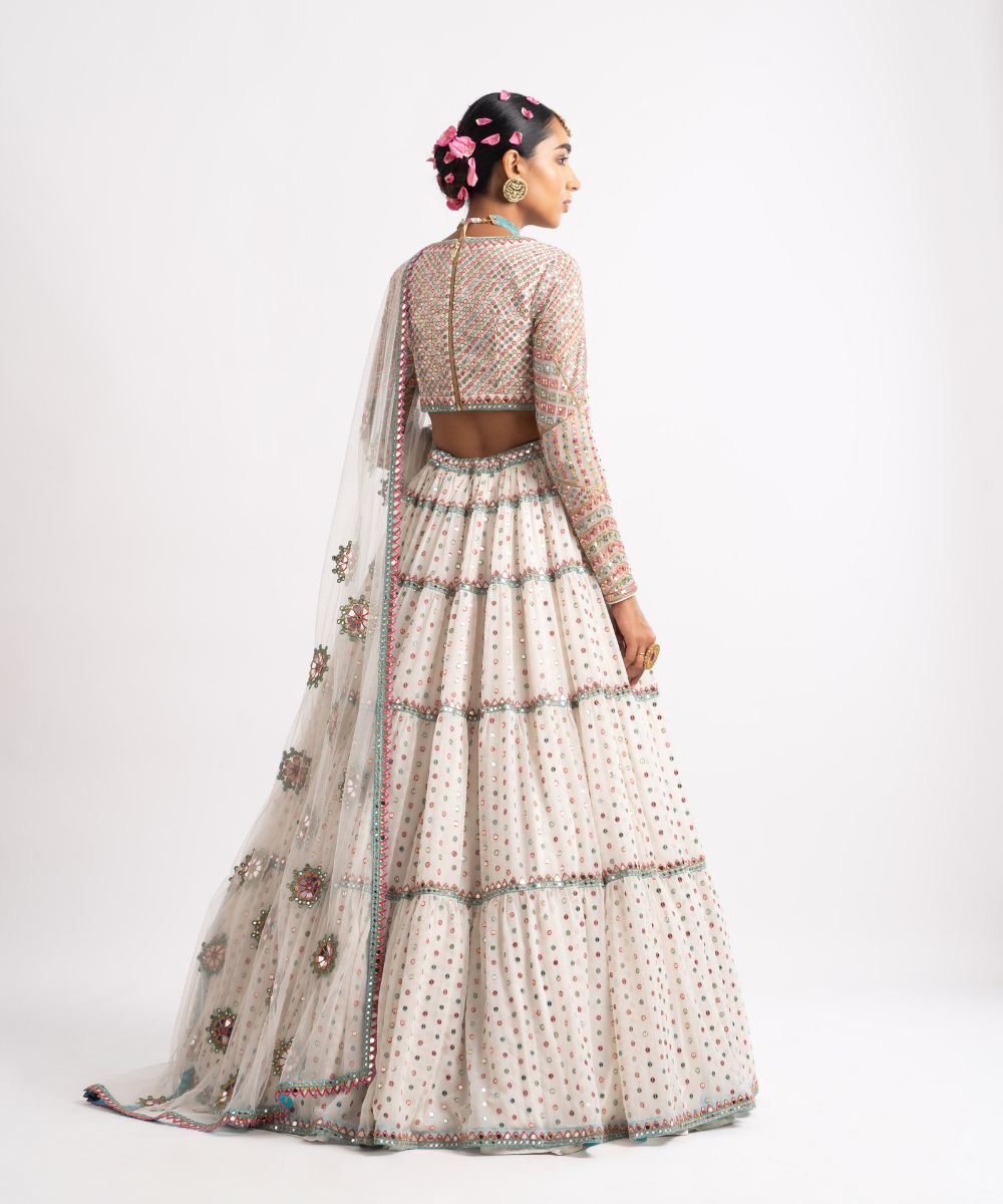 White Multi Tier Multi Color Lehenga Set - Collection name Rang by Vvani vats