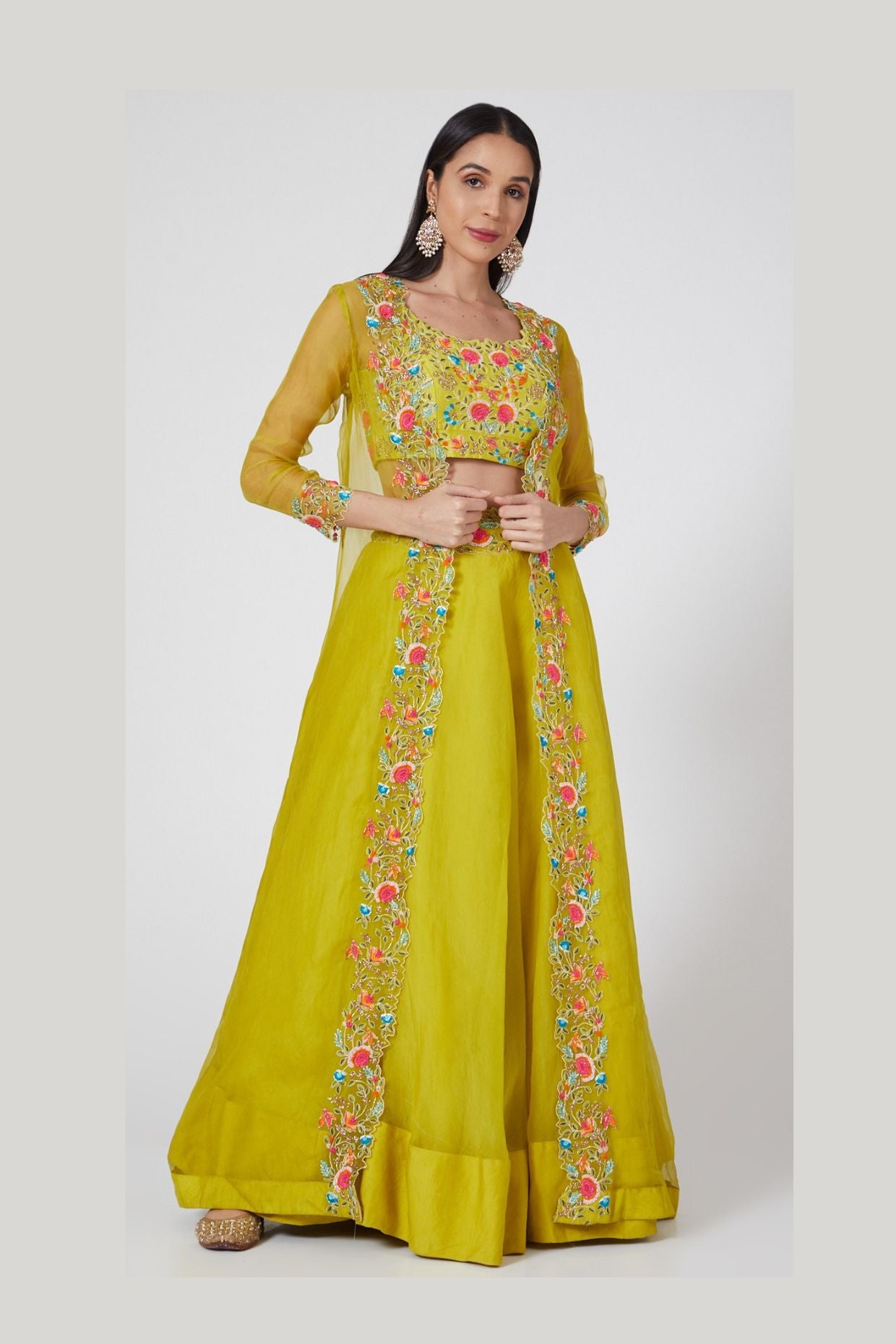 MEHENDI GREEN LEHENGA - Tranquile Collection By Priyanka Jain