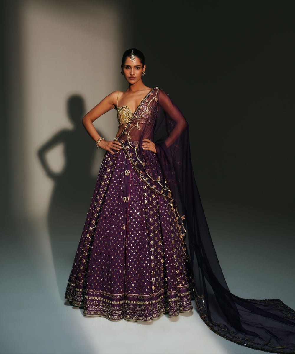 TRISHA - HEAVY HAND EMBROIDERED GRAPEVINE LEHENGA - Mehfil by Mahima Mahajan