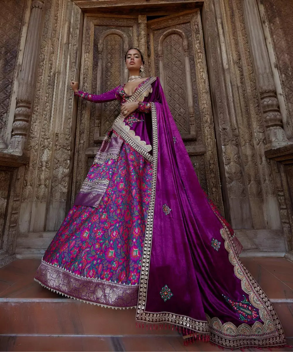 ADITI GUPTA - Big floral 3print Lehenga set