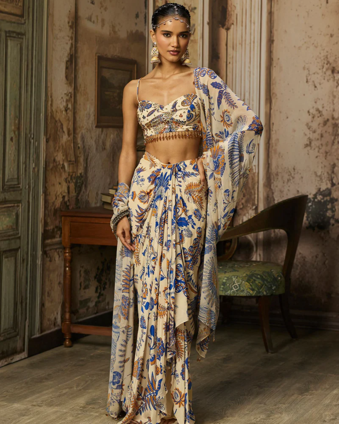 Diya Rajjvir - Ivory Printed And Highlighted Skirt Set from Bahaar