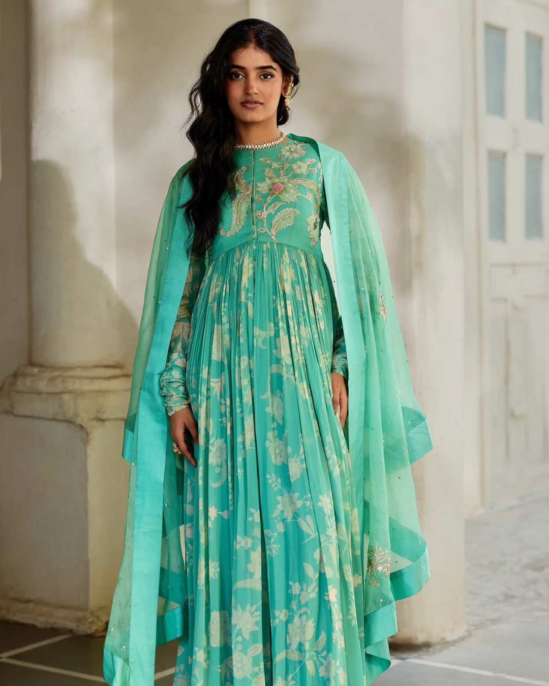 Paulmi and Harsh - Moa Anarkali Set from Tara