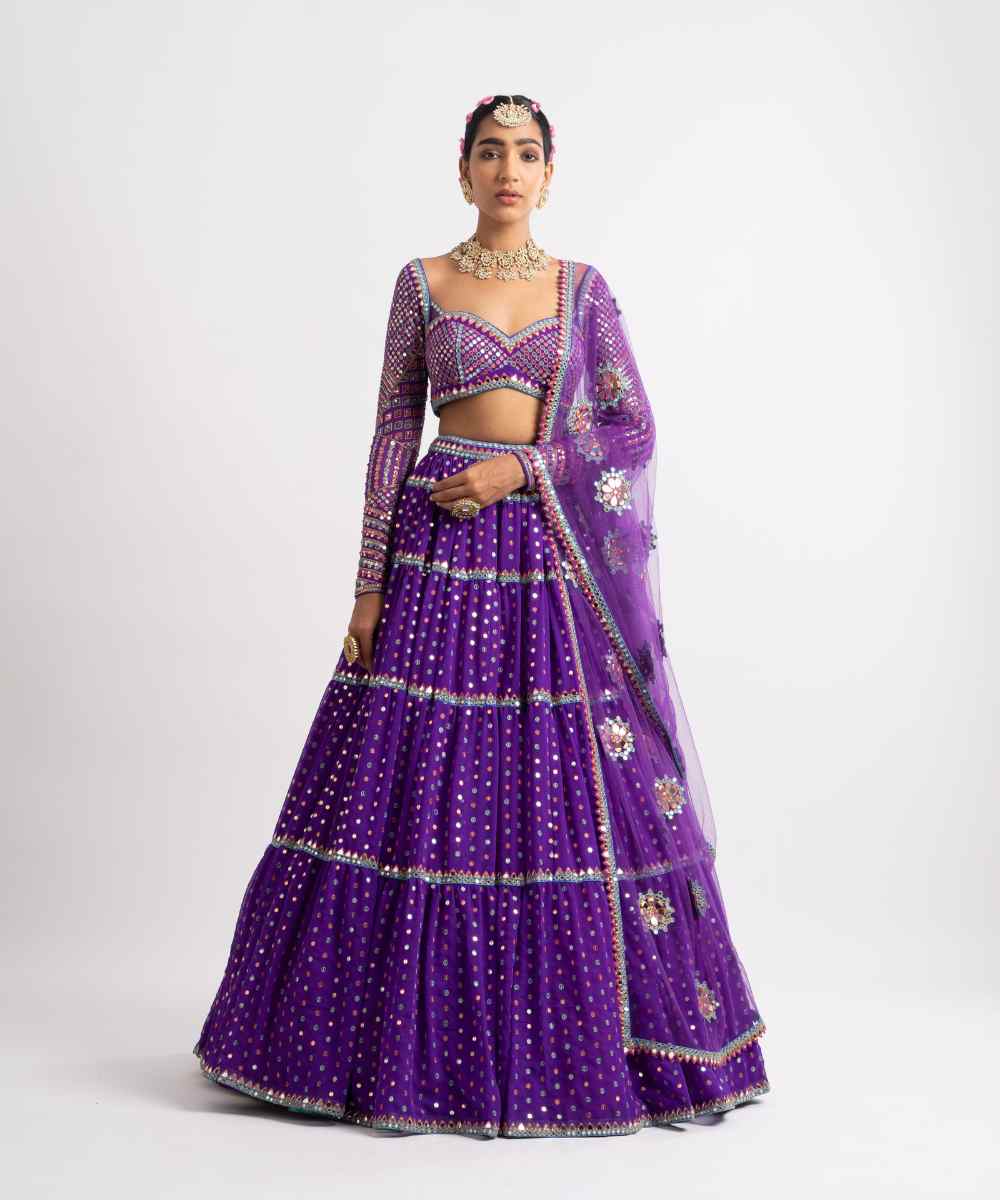Purple Multi Tier Multi Color Lehenga Set