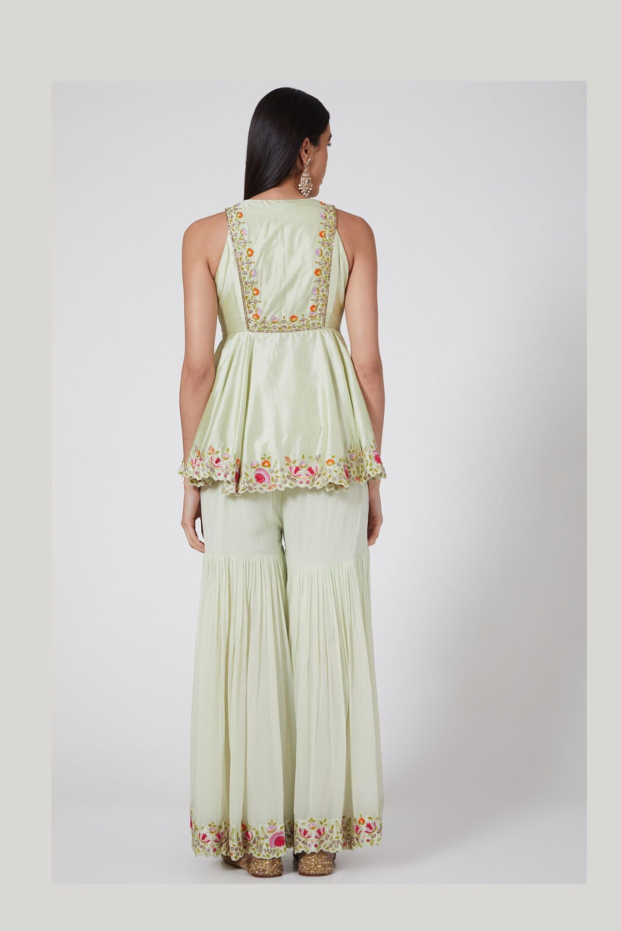 MINT GREEN SHARARA SET - Tranquile by priyanka Jain