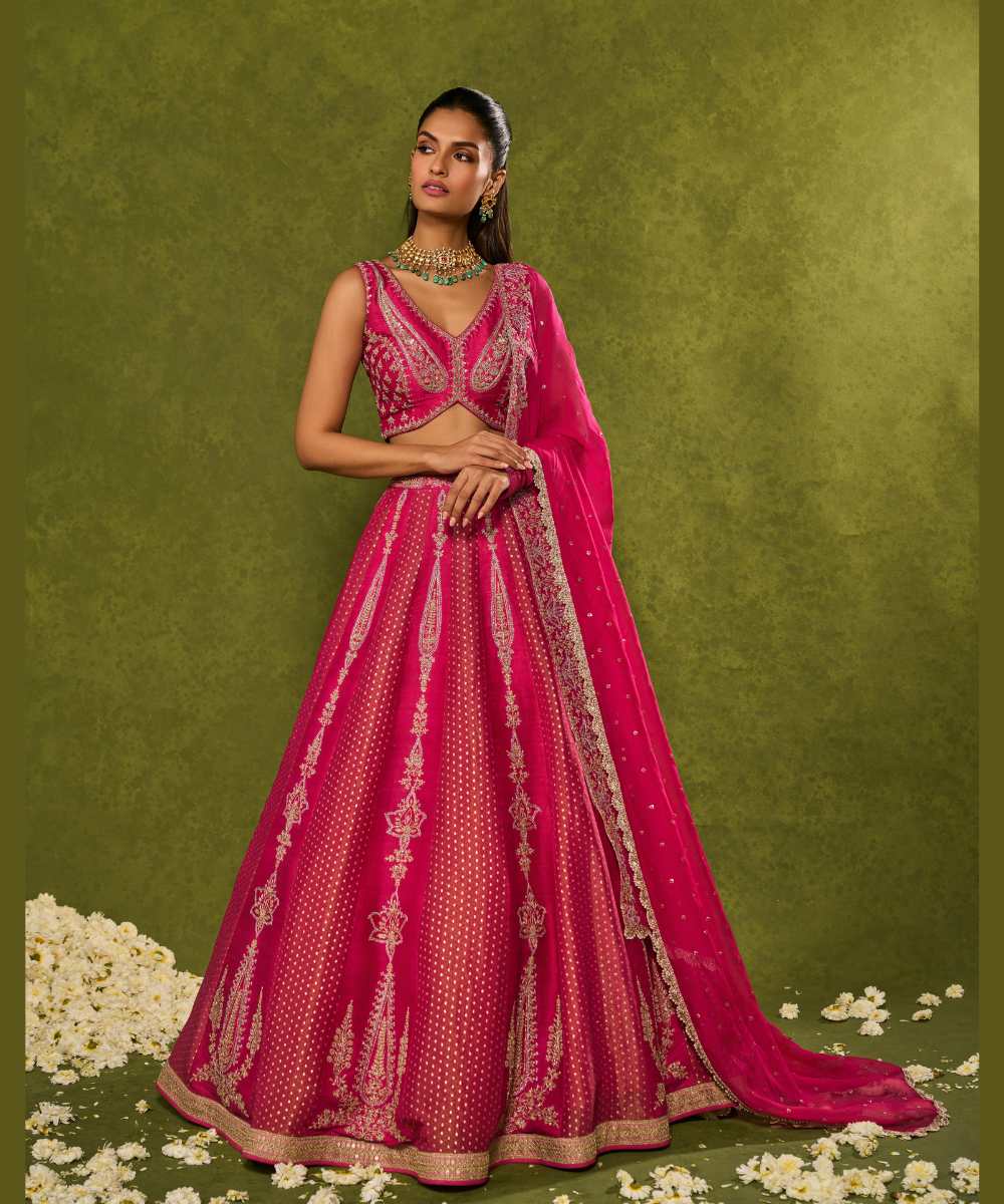 AMBI BROCADE LEHENGA - Tissue jamewar and raw silk lehenga richly embroidered with zari -  Leher by Chamee and Palak