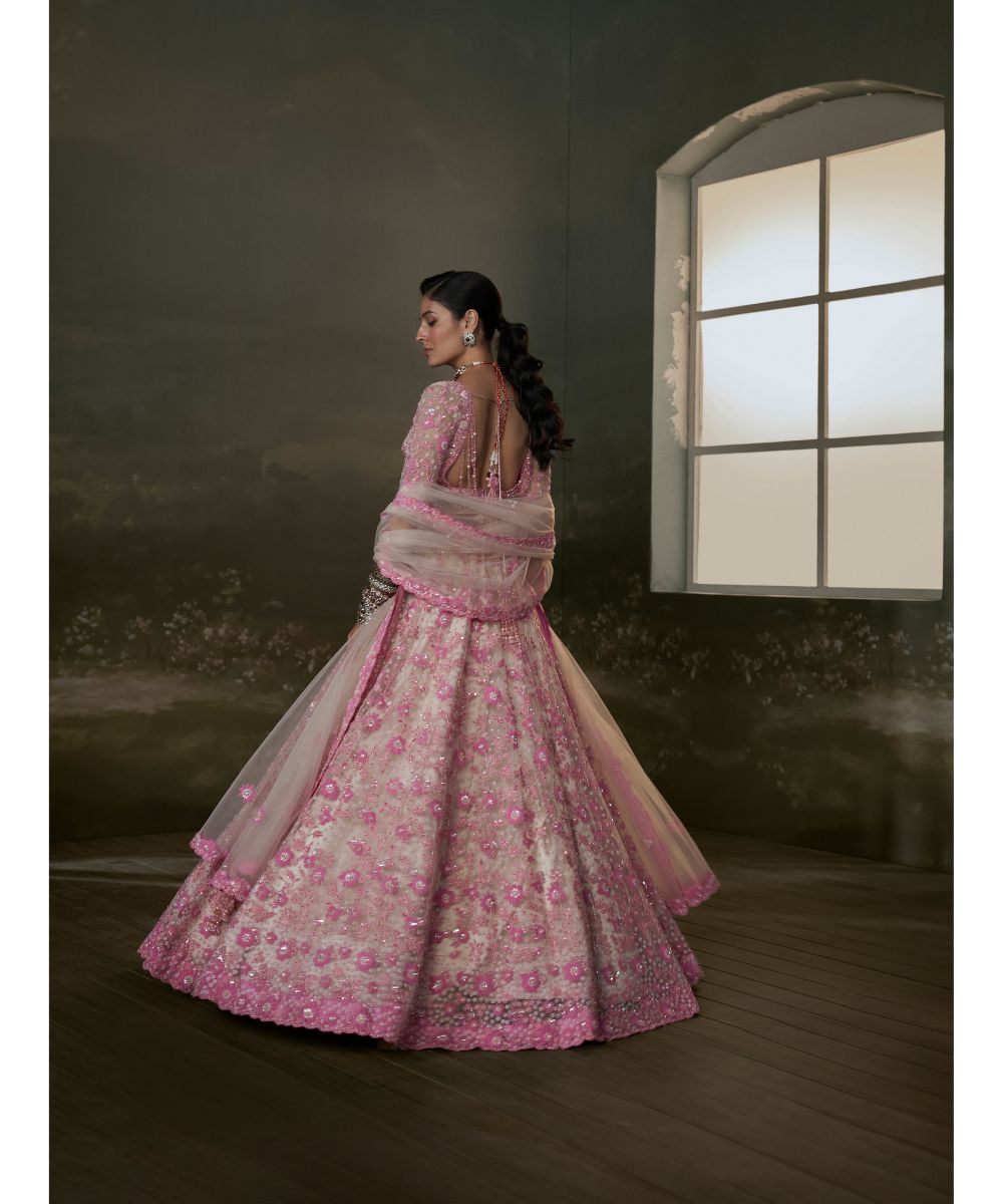 NITIKA GUJRAL - Blush pink Net Lehenga Choli Set