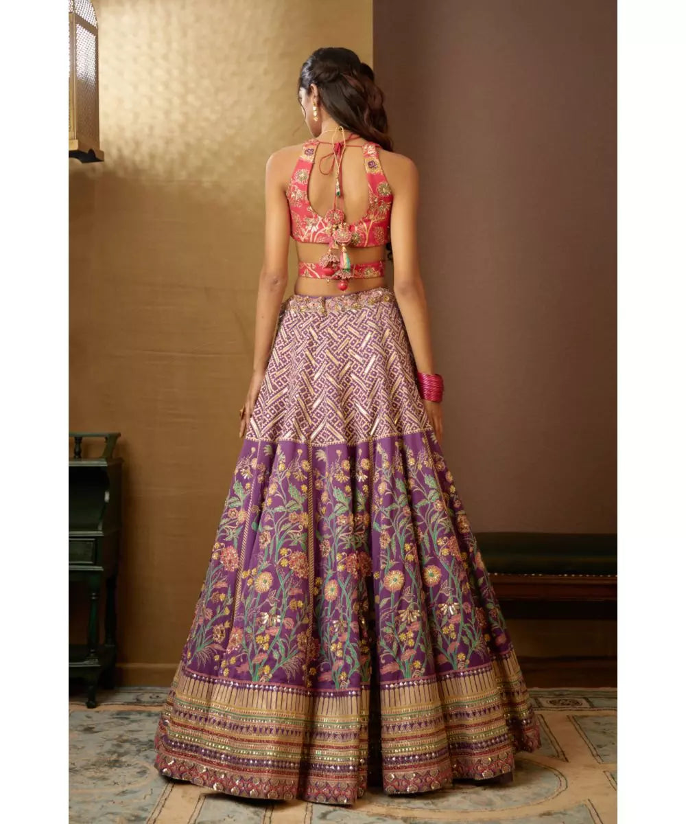 MOLEDRO - "Simar Lehenga Set  Purple Floral Lehenga"
