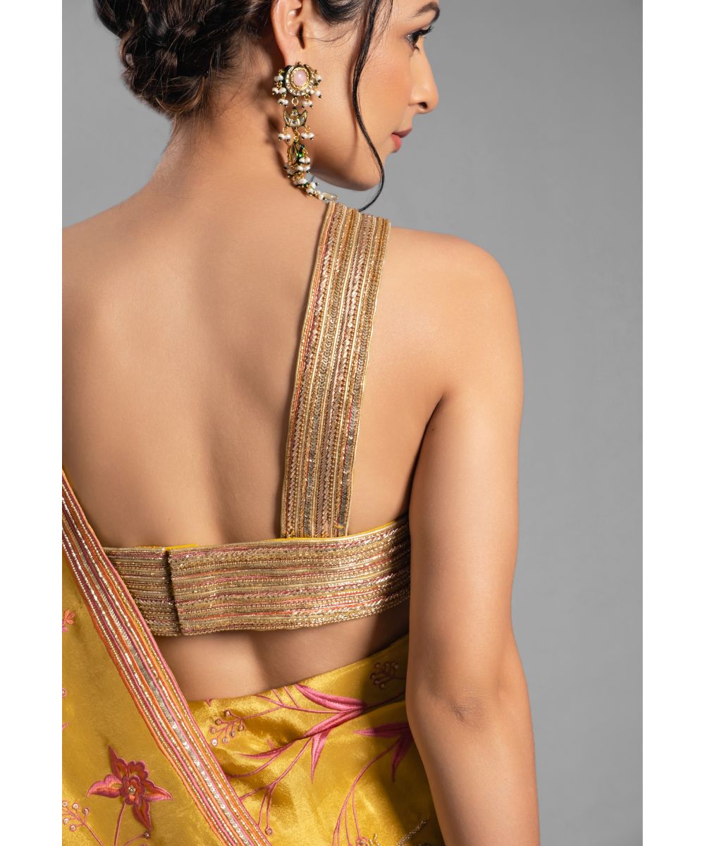 Aastha Sood - Yellow Silk Tissue Saree