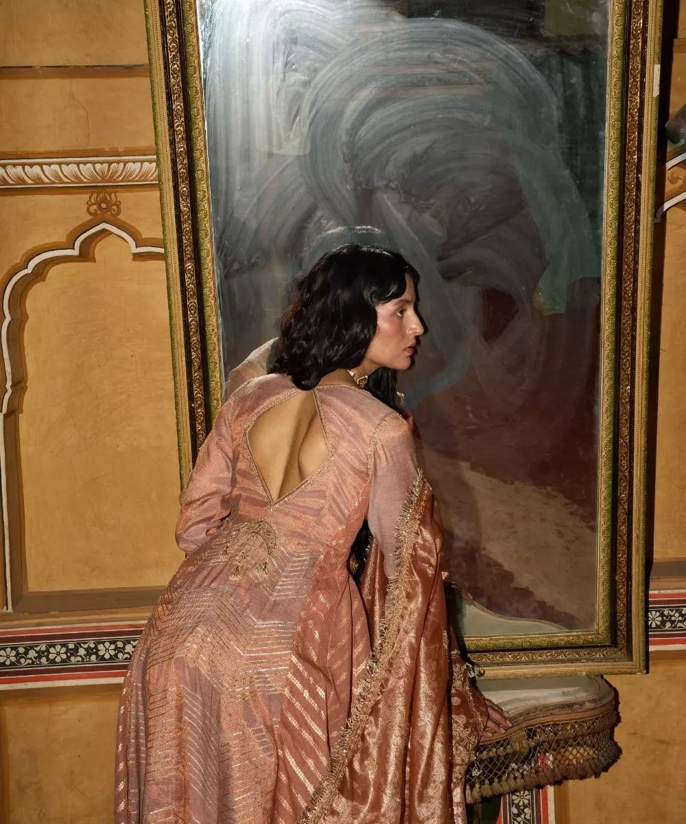 Aditi Gupta - Peach monochromatic Anarkali with Dupatta