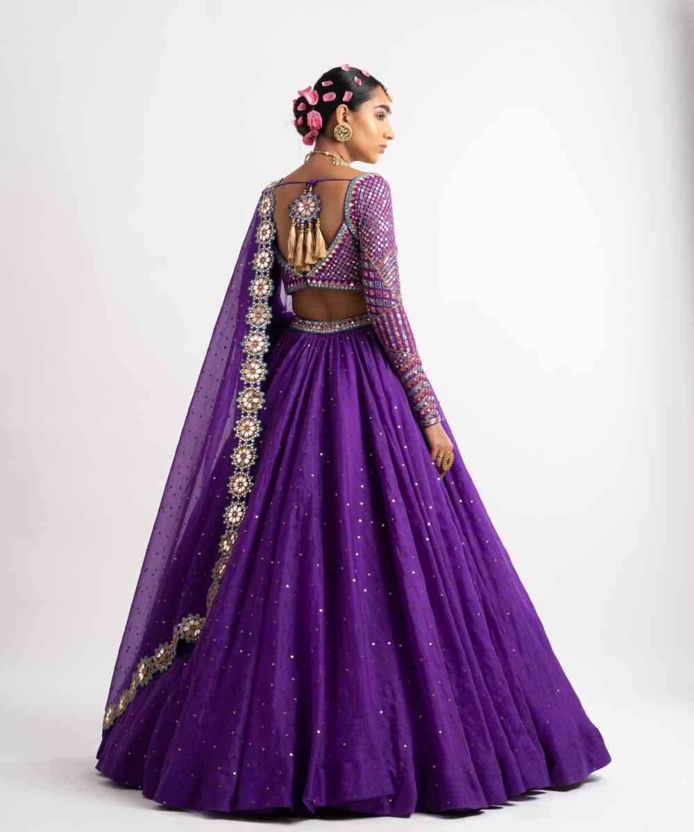 Purple Silk Organza Lehenga Set