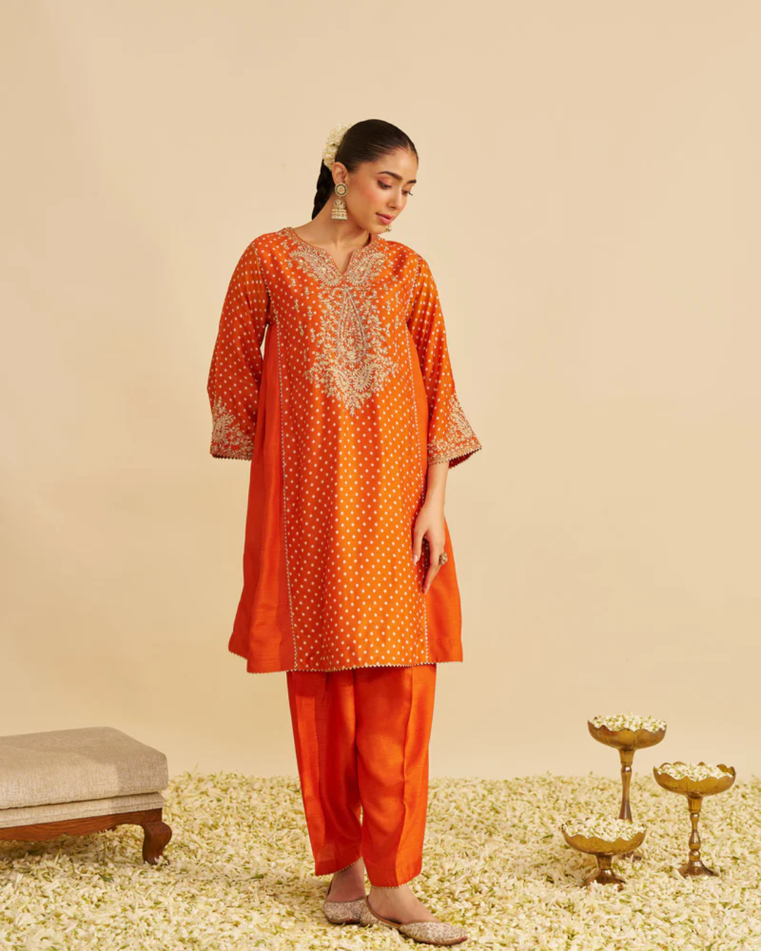 Sheetal Batra - Kayra Orange Short Gathered Chauga With Salwar from Gulbadh