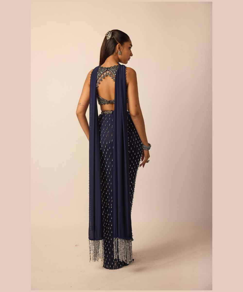 Deep Blue Single Drop Draped Skirt