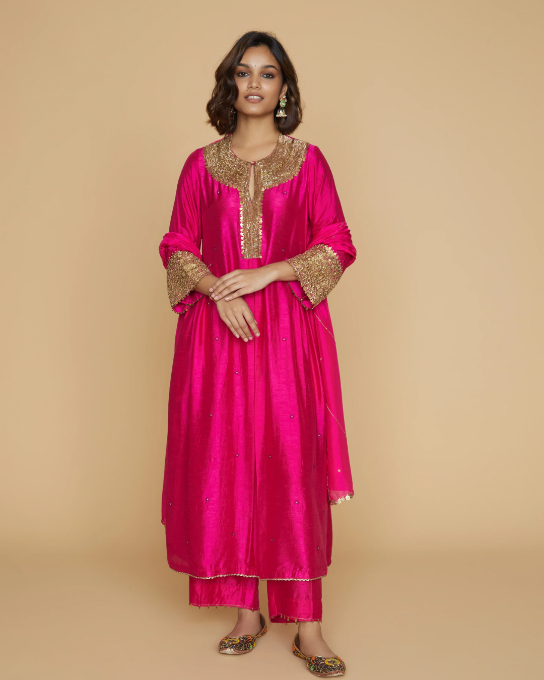 Niti Bothra - Pink Heavy Pitta Neck & Marodi Sleeves Kurta Set (Sale Piece)