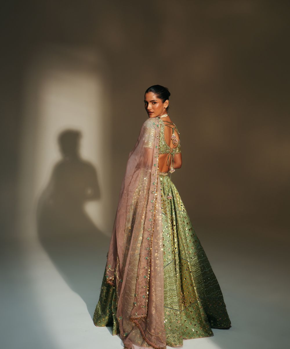 SITA - HEAVY HAND EMBROIDERED KALI LEHENGA FEATURING DRAGON FLY LOGO -  Mehfil by Mahima Mahajan