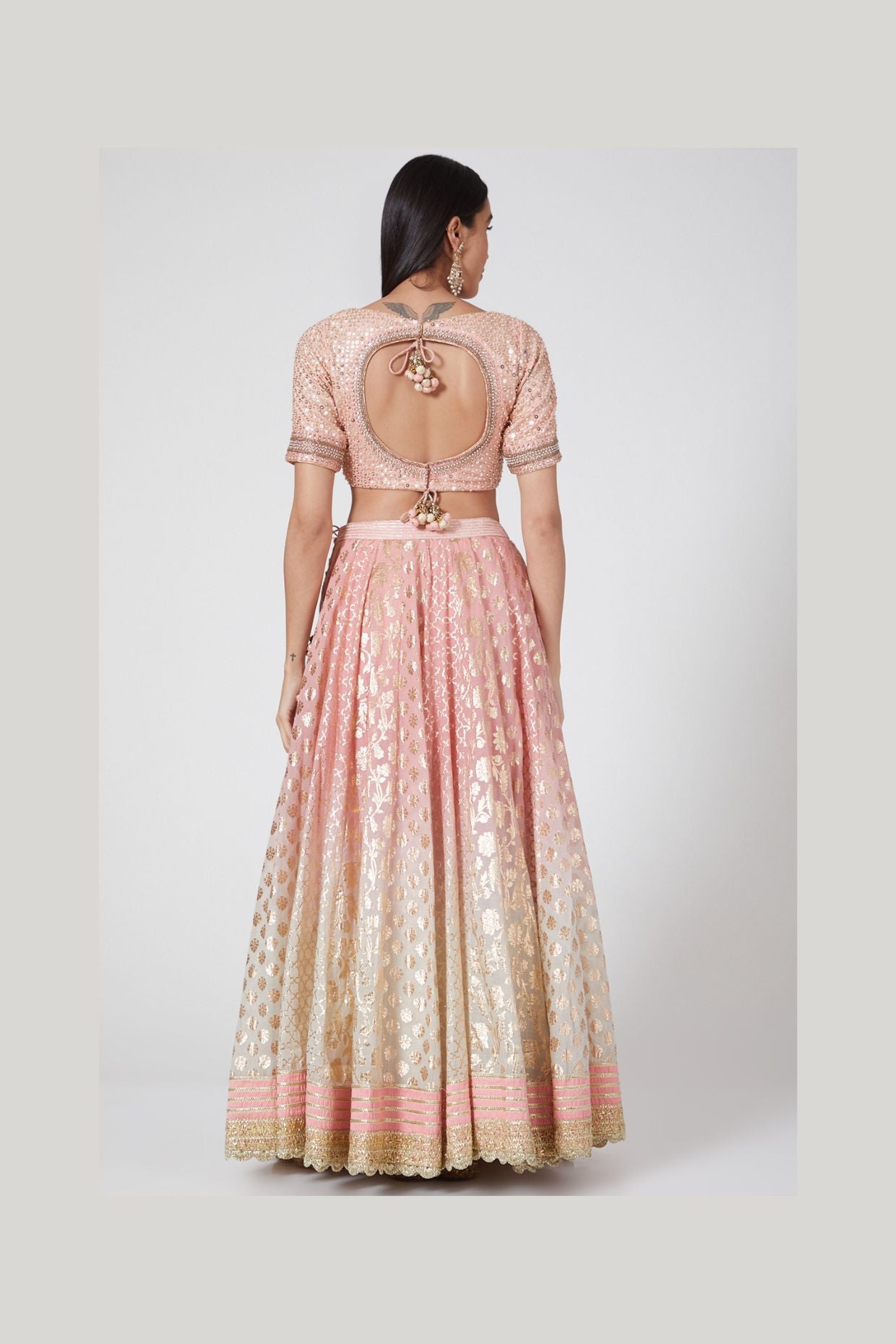 PEACH IVORY OMBRE LEHENGA SET - Tranquile collection by Priyanka Jain