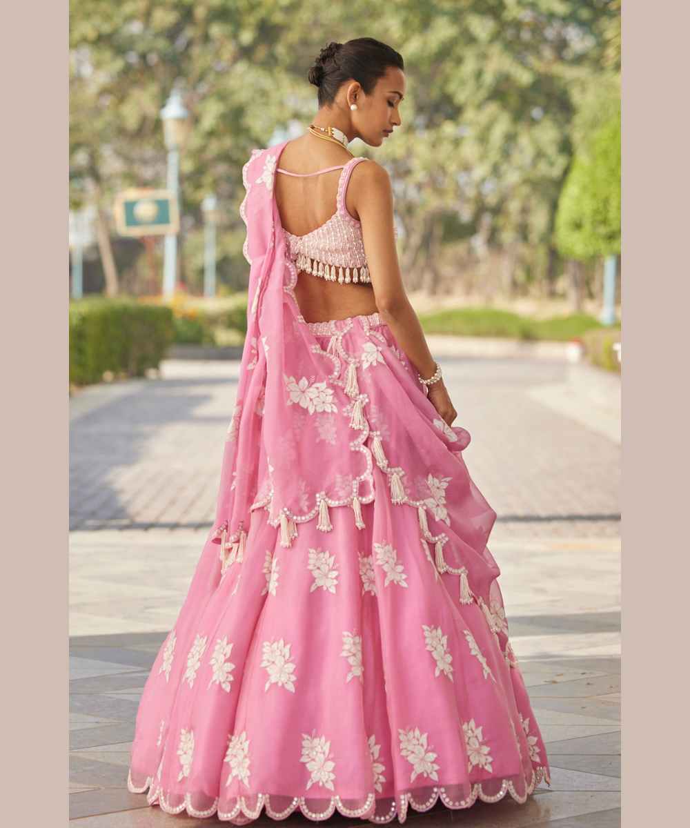 PINK FLOWER LEHENGA SET