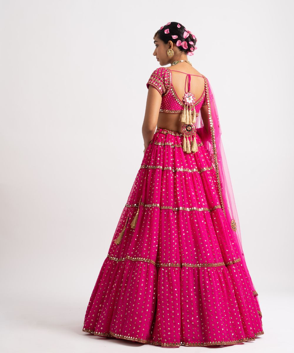 Fuschia Multi Tier Lehenga Set - Collection name Rang by Vvani vats
