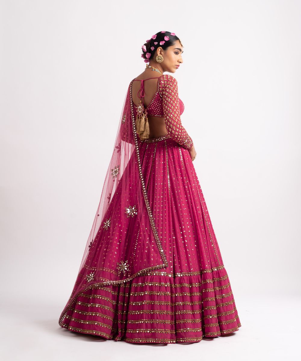 Deep Coral Single Tier Lehenga Set - Collection name Rang by Vvani vats