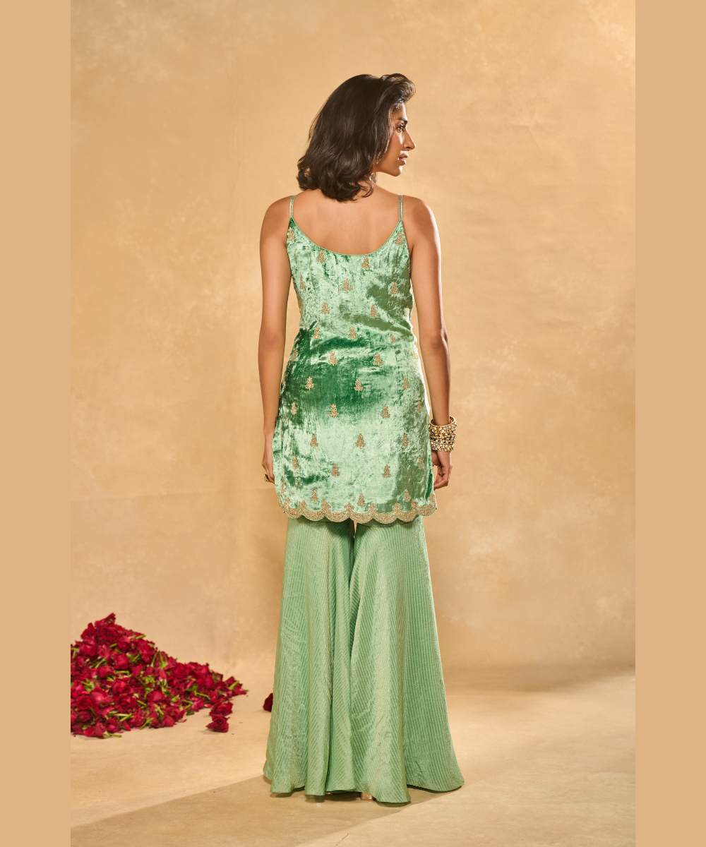 LEKHA SHARARA - Tissue jamawar sharara set and a sheer organza dupatta with delicate detailed edging -  Leher by Chamee and Palak