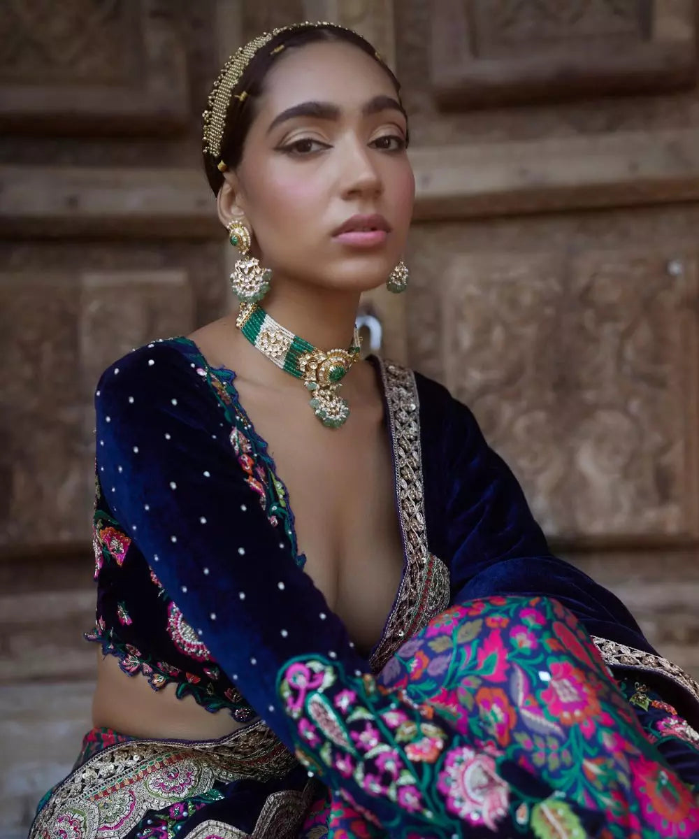 ADITI GUPTA - Big floral 3print Lehenga set