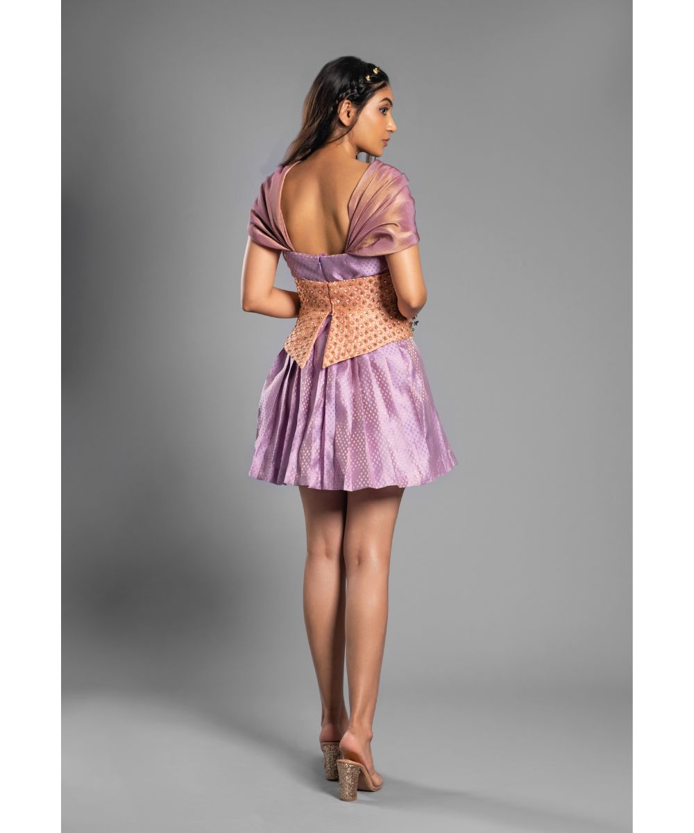 Lavender Brocade Short Dress