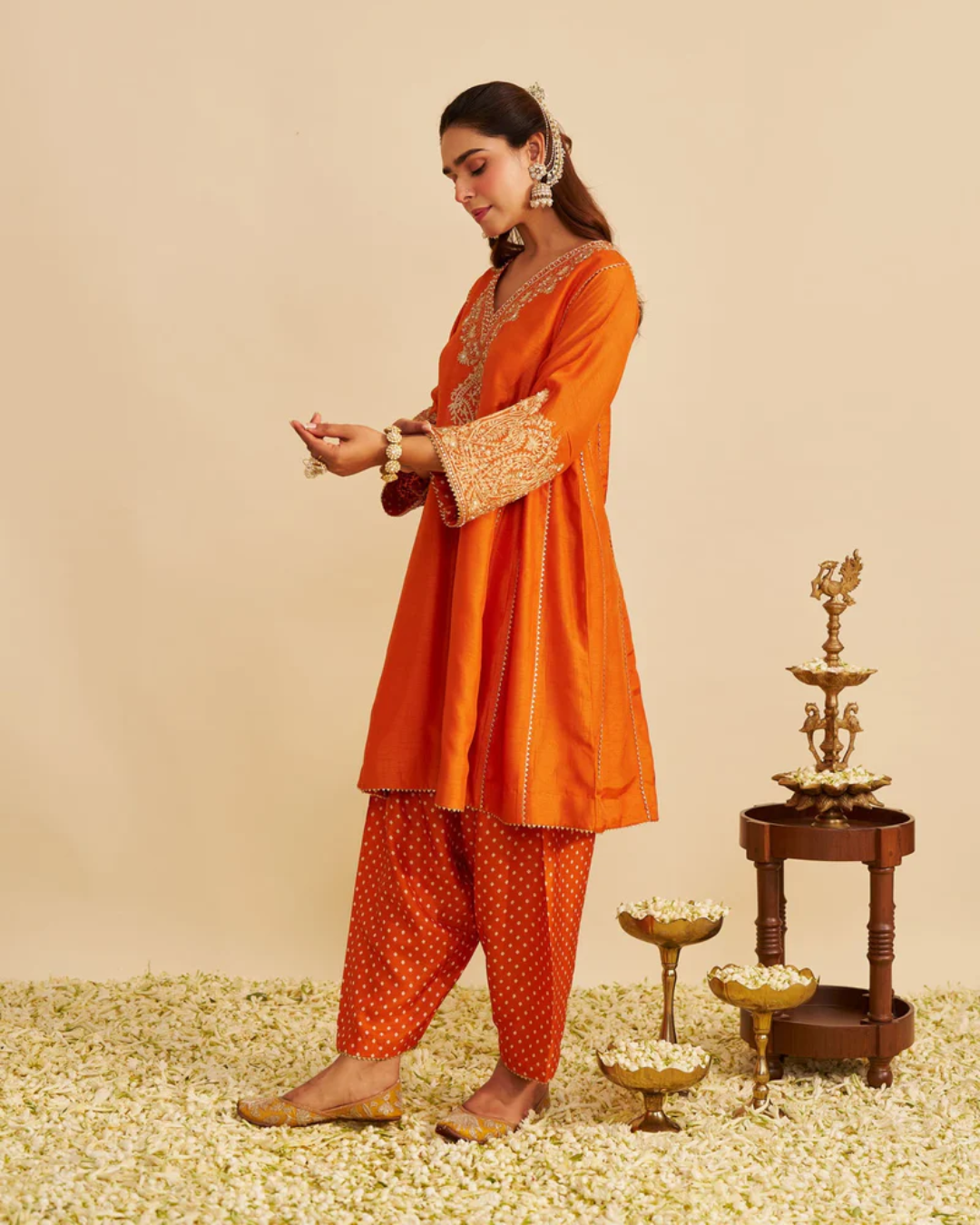 Sheetal Batra - Niyah Orange Short Chauga With Salwar from Gulbandh