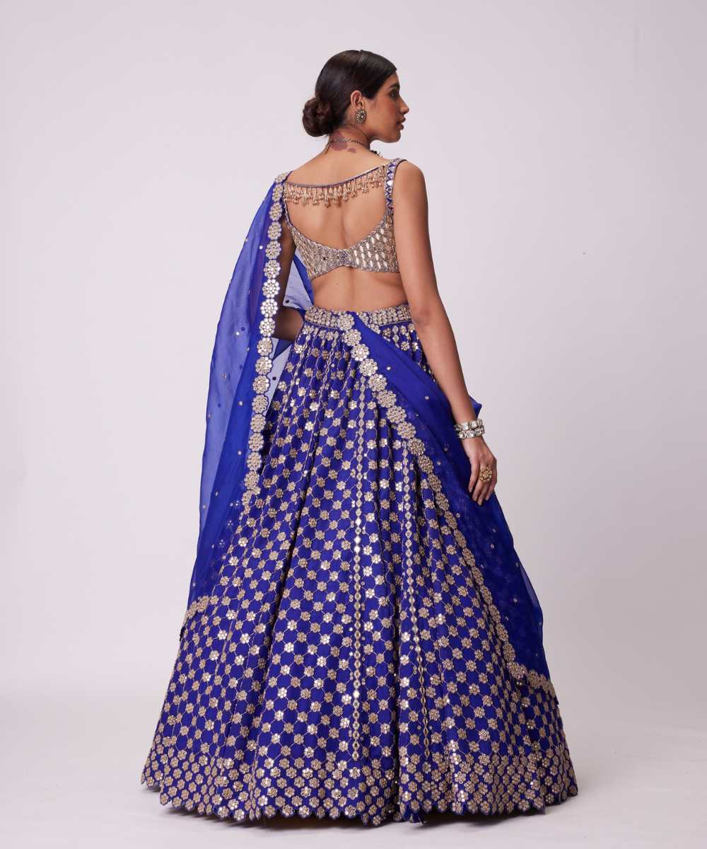 PERSIAN  BLUE FLOWER LEHENGA SET - Collection name Jugmug Bride by Vvani Vats