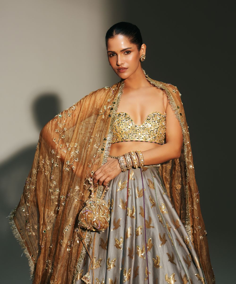 GOLDEN HAND EMBROIDERED POTLI BAG - Mehfil by Mahima Mahajan