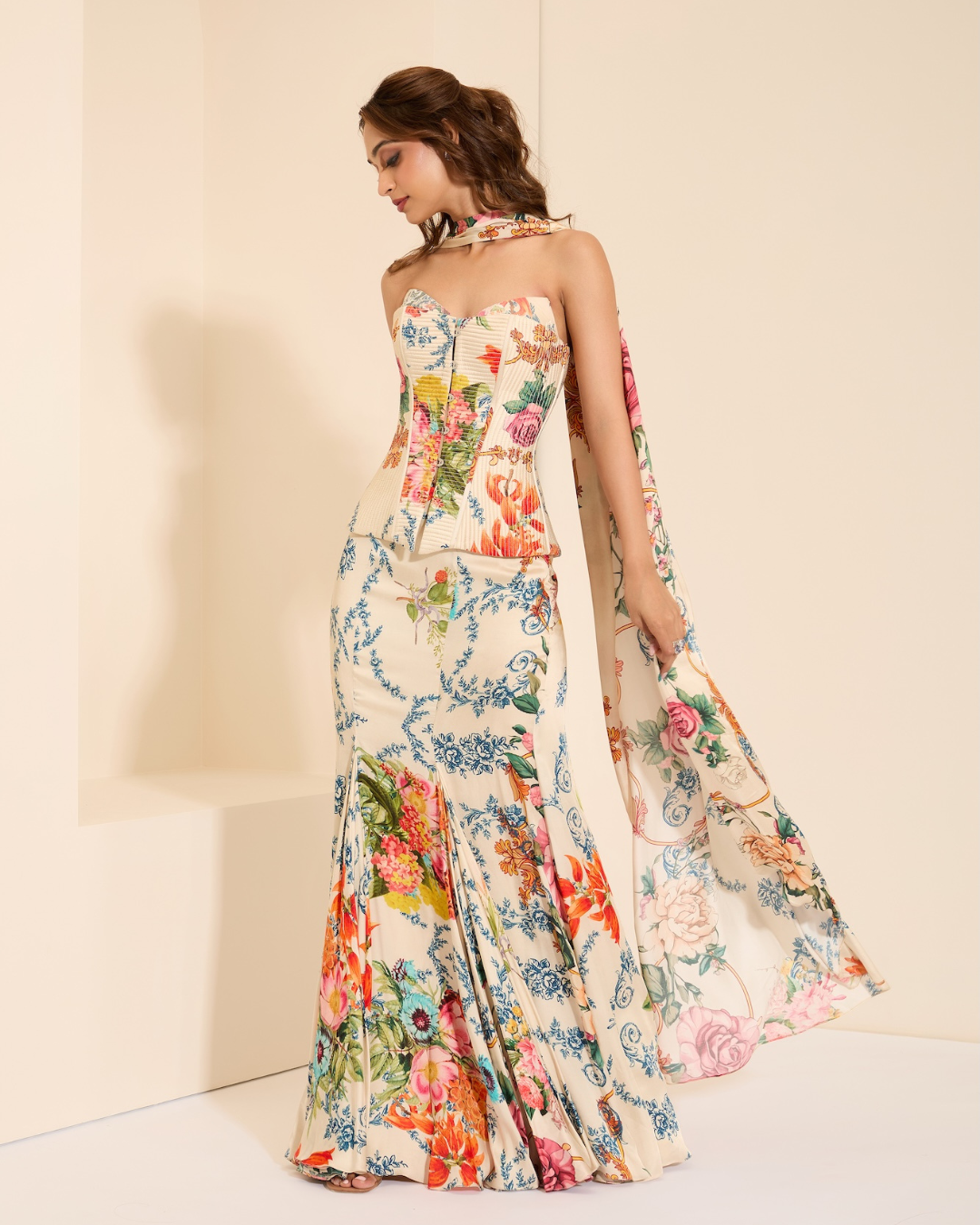 K&A by Karishma and Ashita - Snow Veil Corset and Drape
