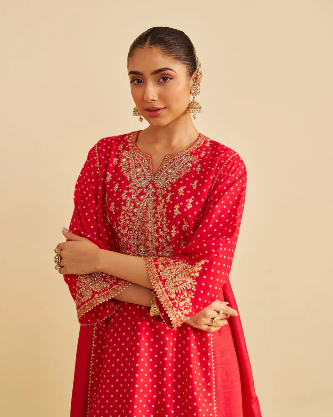 Sheetal Batra - Kayra  Red Short Gathered Chauga With Salwar from Gulbandh