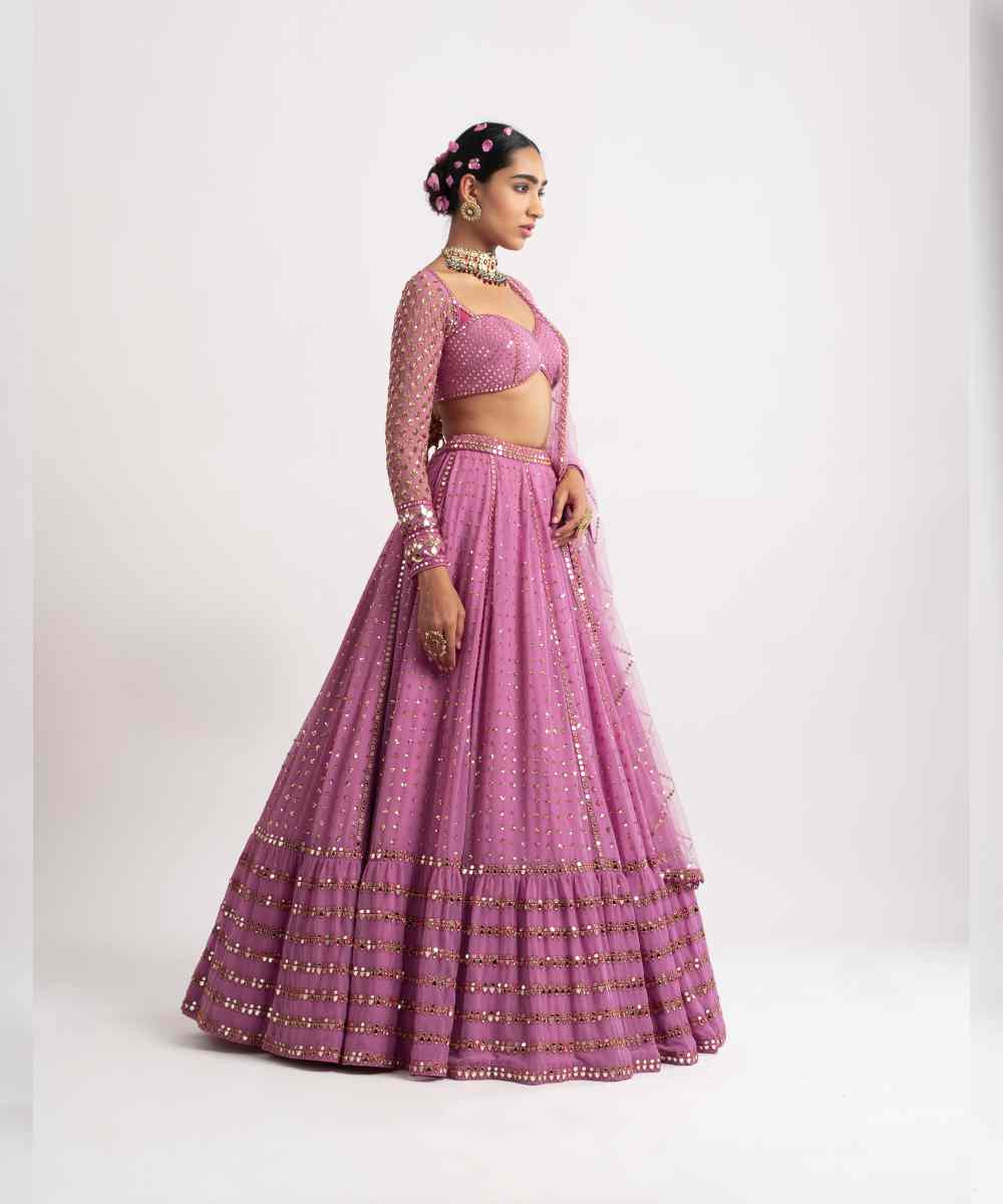 Dark Blush Single Tier Lehenga Set - Collection name Rang by Vvani vats