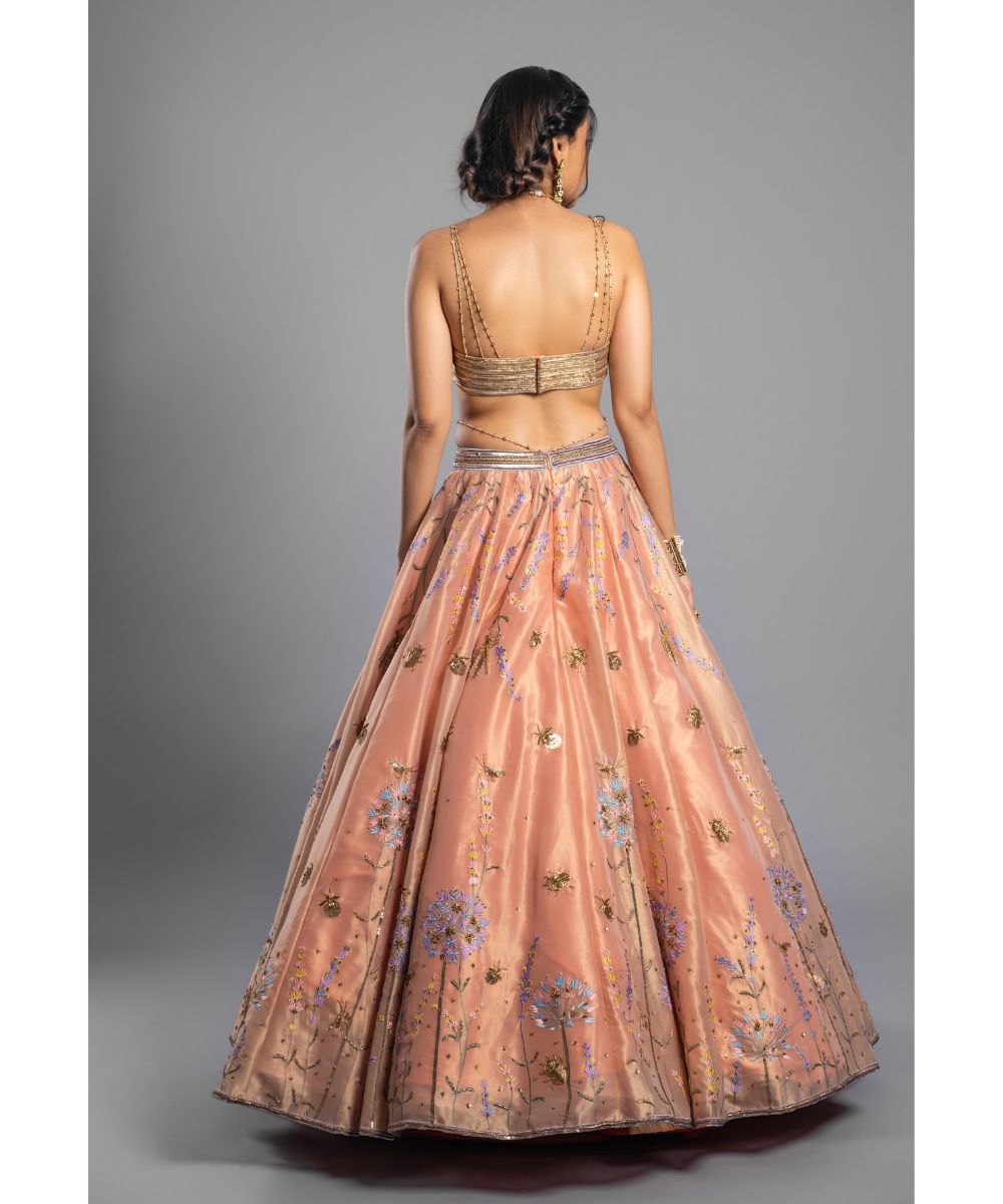 Aastha Sood - Peach Tissue Lehenga