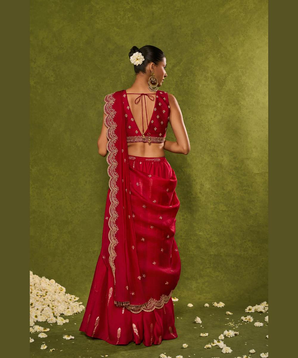 AMAL LEHENGA SAREE - Jamewar pre-draped lehenga saree -  Leher by Chamee and Palak