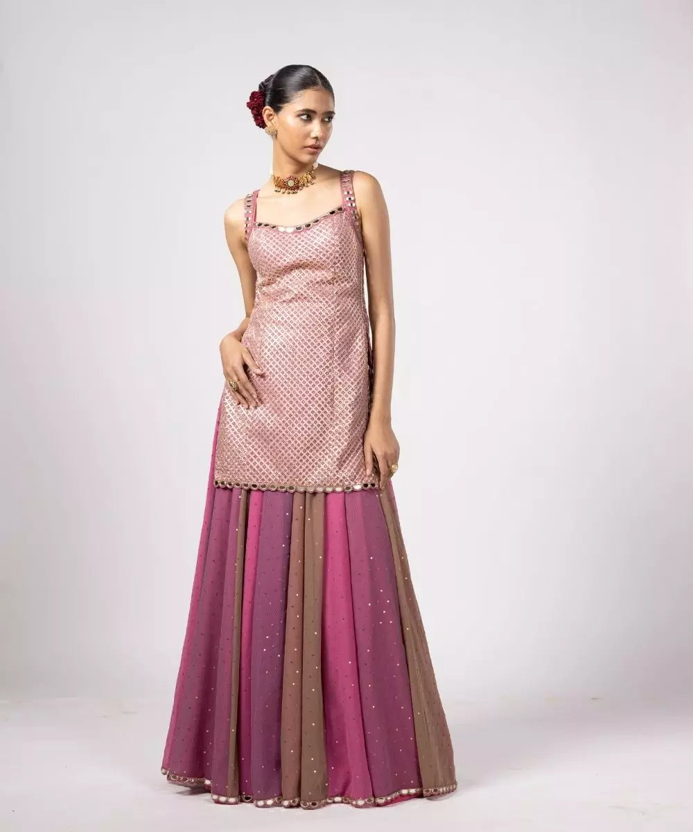VVANI VATS -  Dark blush Kurta Lehenga Pants set
