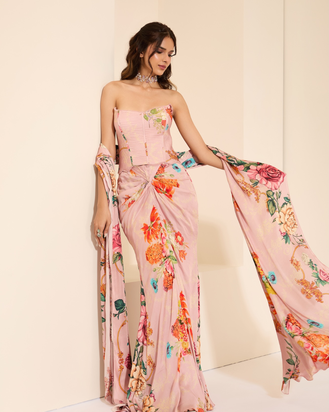 K&A by Karishma and Ashita - Lavender Mist Corset and Drape