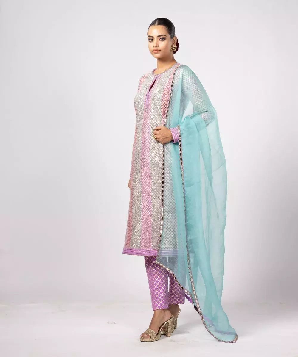 VVANI VATS - Aqua Pant Kurta and Dupatta  Set