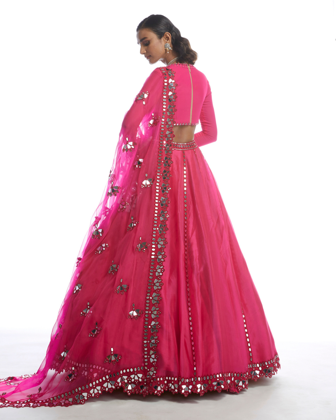 Vvani Vats -  Peacock Pink Mirror Cutwork Lehanga Set from Chamak